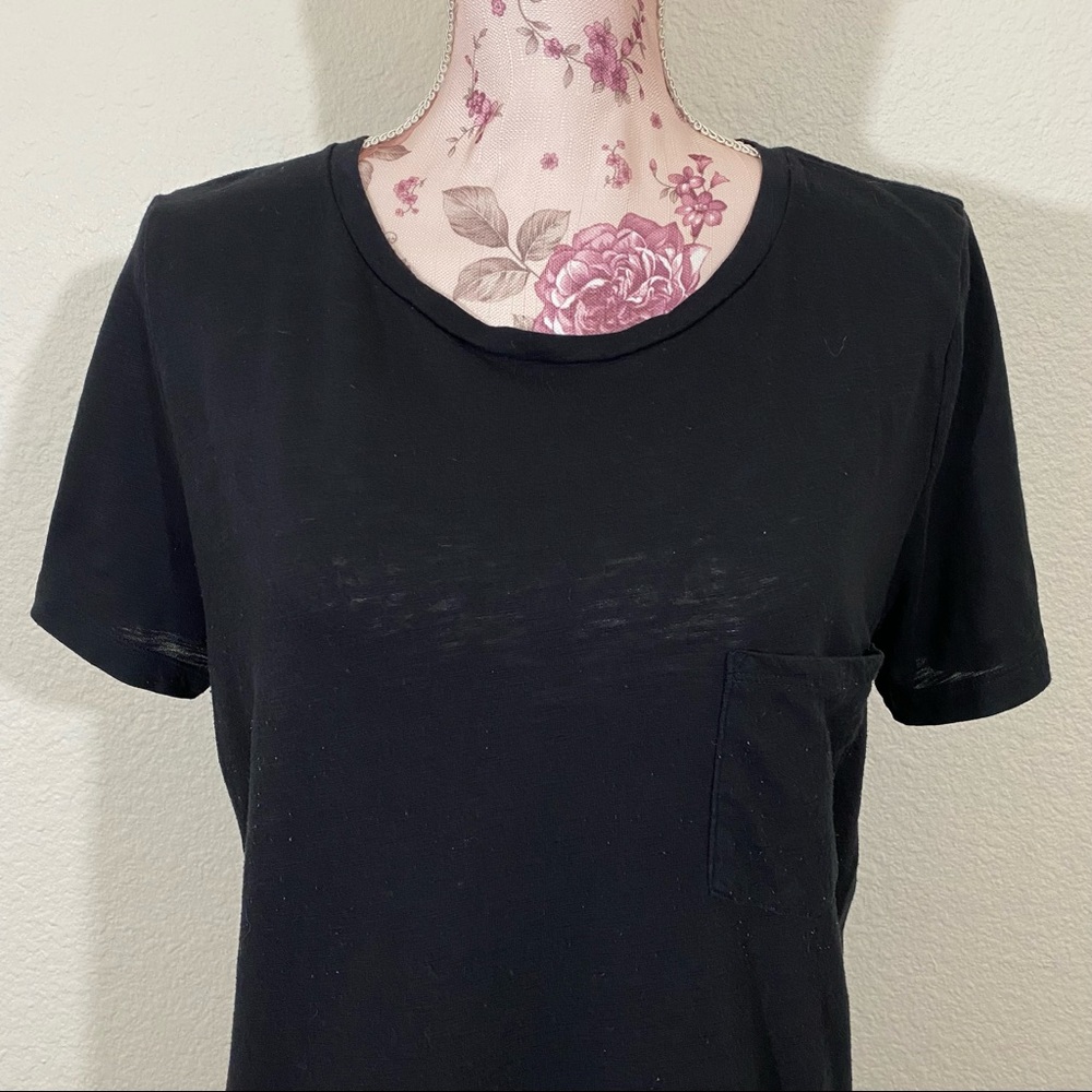 Pink VS sz:L Black Short Sleeve High-Low Sheer Tee - Picture 5 of 12